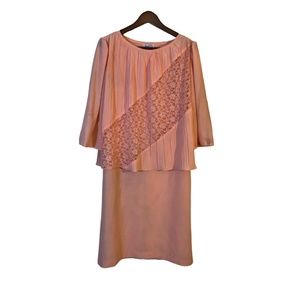 SANDI DEE Pink Embroidered Polyester Midi Dress 14
